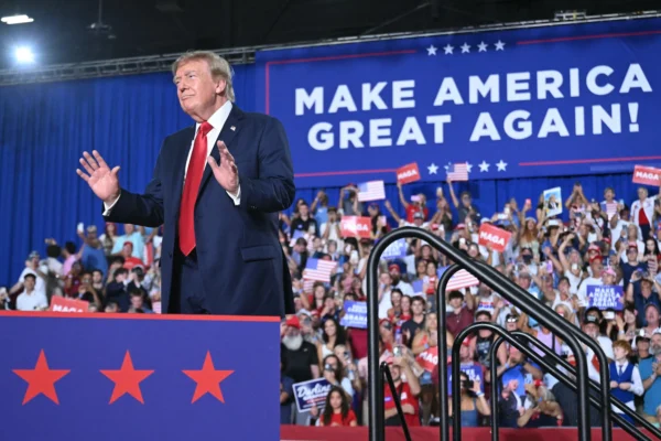 President Donald Trump addressing a high-profile campaign rally in Georgia ahead of the November 2026 midterm elections.