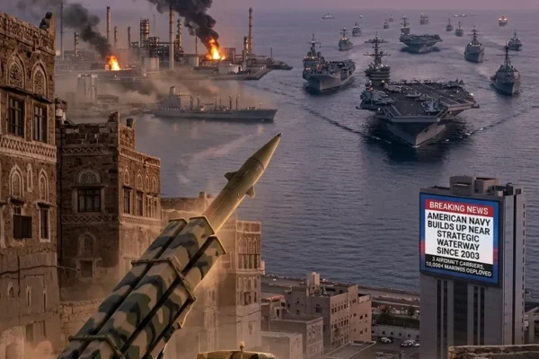 Middle East crisis 2026, U.S. Navy deployment Middle East, Houthi missile attack Saudi Arabia, Strait of Hormuz conflict.